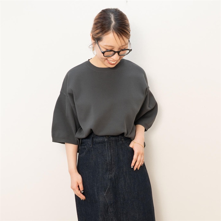 【hunch】スポンデッシュ 7分袖ニットプルオーバー