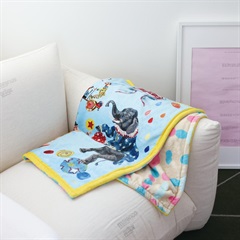 【Nathalie Lete】Double layer Blanket ダブルレイヤーブランケット 両面デザイン(Circus-Light blue)