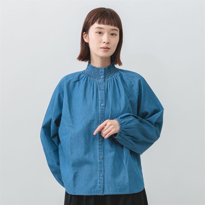 【M.M.O】デニムシャーリングブラウス