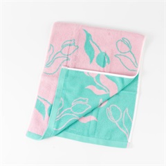 【Casselini HOME】フラワージャガードタオル(ピンク)