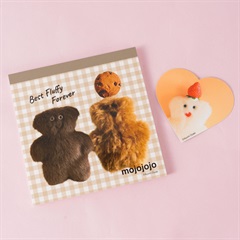 ＜セット商品＞【mojojojo】スクエアメモ＋ステッカー(くまクッキー)