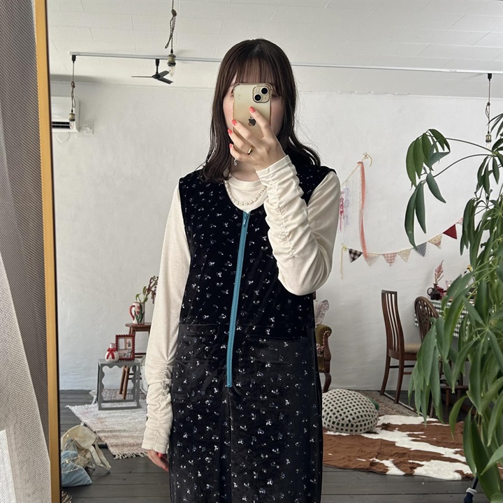 【AUG】シアーワッフル 袖シャーリングロング長袖Tシャツ