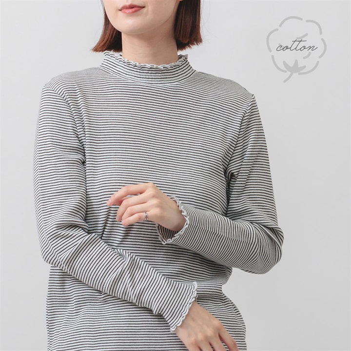 【M.M.O】ヨークレース衿ギャザーネックカットソー