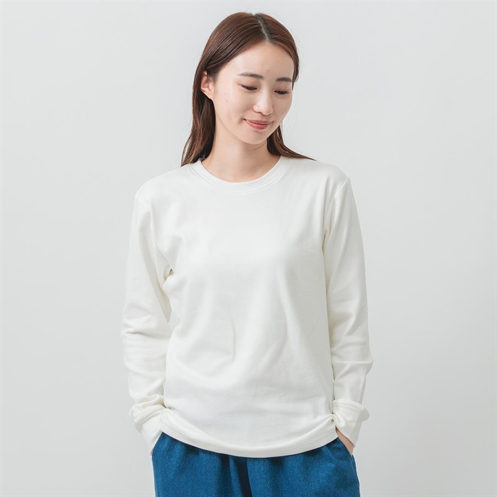 【M.M.O】もっちりスムース クルーネック 長袖カットソー