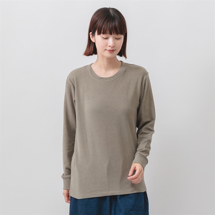 【M.M.O】もっちりスムース クルーネック 長袖カットソー