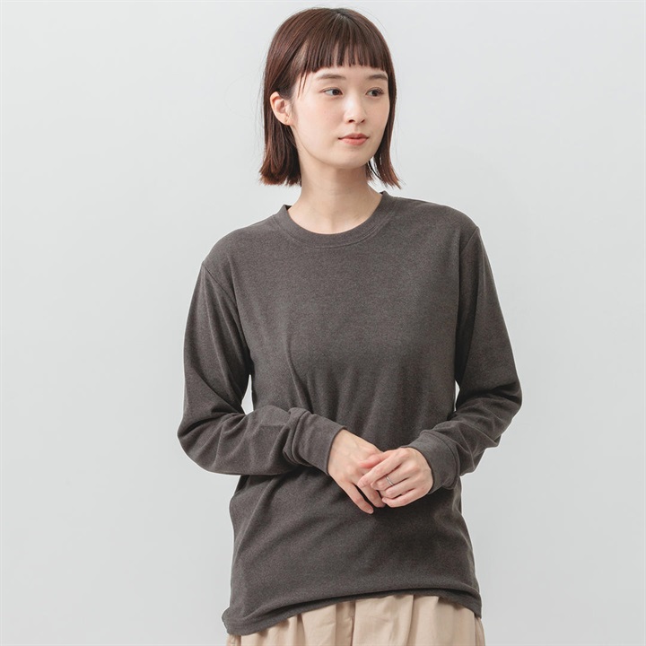 【M.M.O】もっちりスムース クルーネック 長袖カットソー