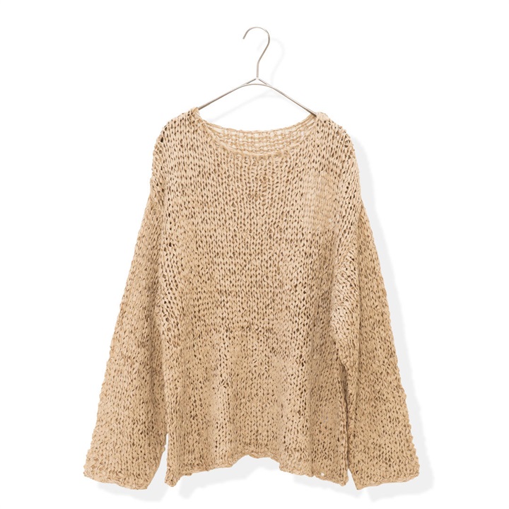 【hunch】ペーパーヤーン 透かし編み長袖ニット