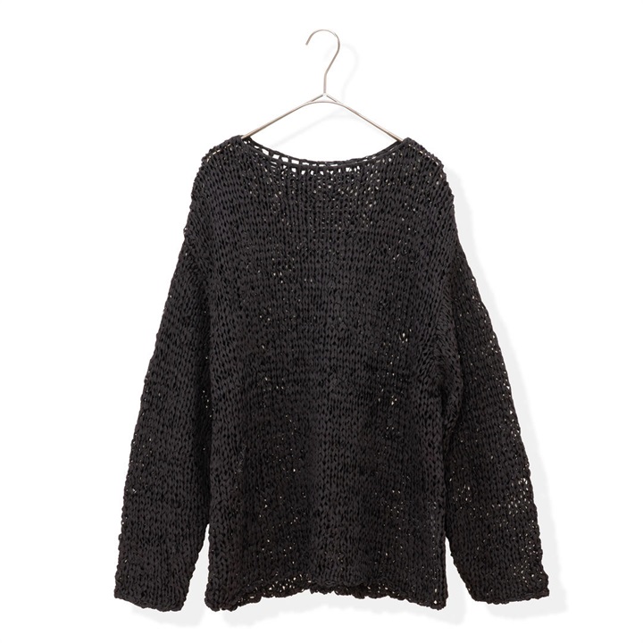 【hunch】ペーパーヤーン 透かし編み長袖ニット