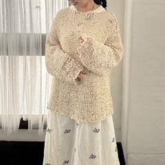 【hunch】ペーパーヤーン 透かし編み長袖ニット