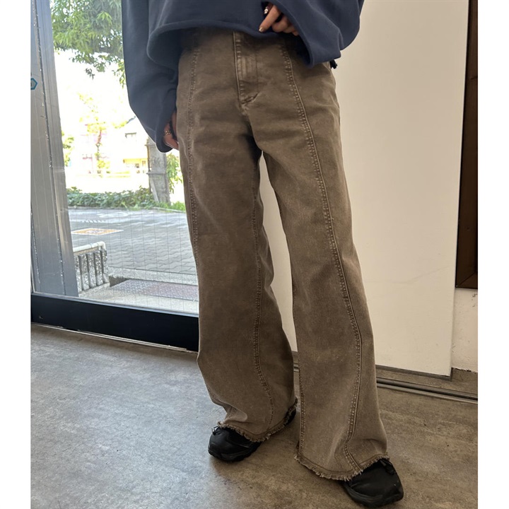 【hunch】ストレッチデニム ハイウエストワイドパンツ