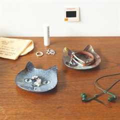 【松尾ミユキ】Cat face glass flat plate キャットフェイスガラスプレート(Leo)