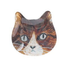 【松尾ミユキ】Cat face glass flat plate キャットフェイスガラスプレート(Maron)