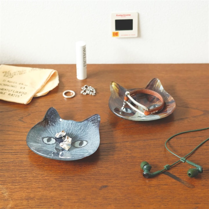 松尾ミユキ】Cat face glass flat plate キャットフェイスガラス