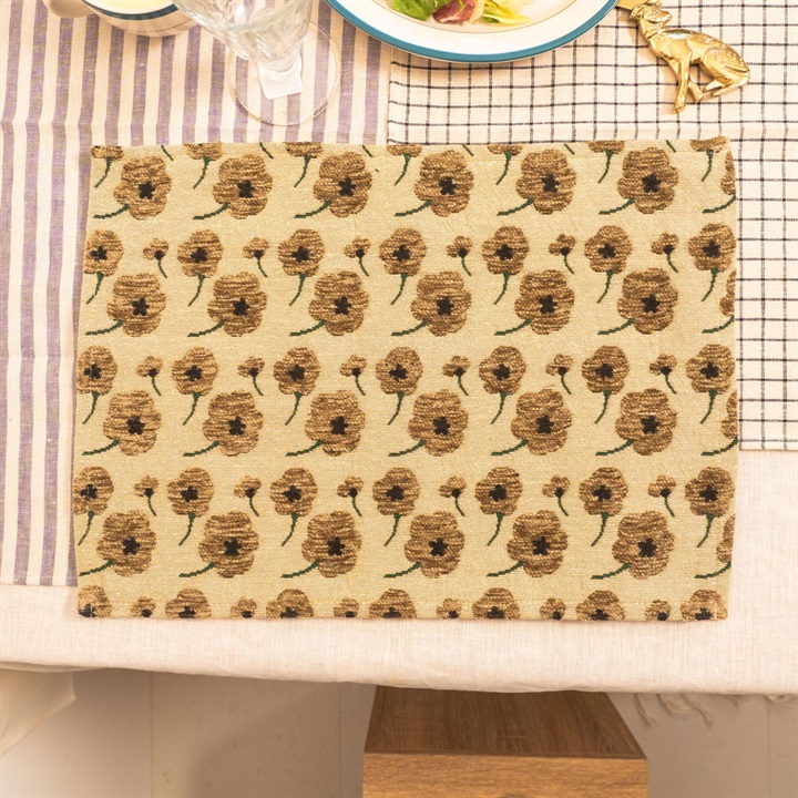 【Craft India】ランチマット プラリーヌ 起毛(ナチュラル)