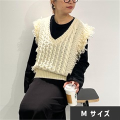 【choette】フリンジニットベスト(ivory（M）)