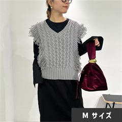 【choette】フリンジニットベスト(gray（M）)
