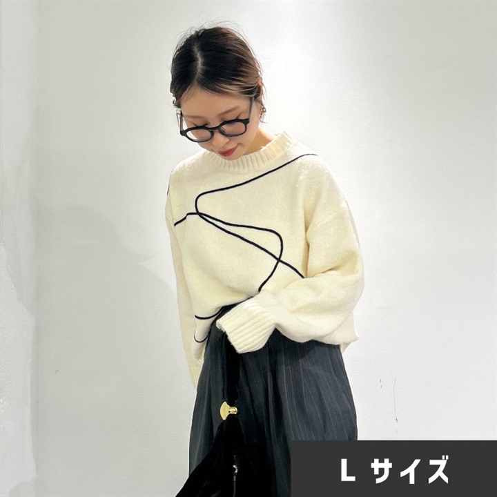 【choette】長袖リンキング柄ヤクライクニット