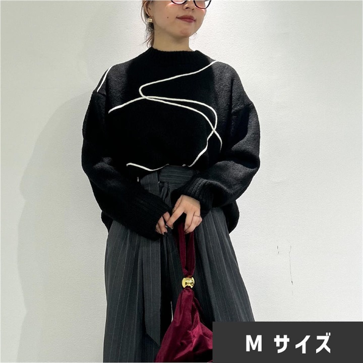 【choette】長袖リンキング柄ヤクライクニット