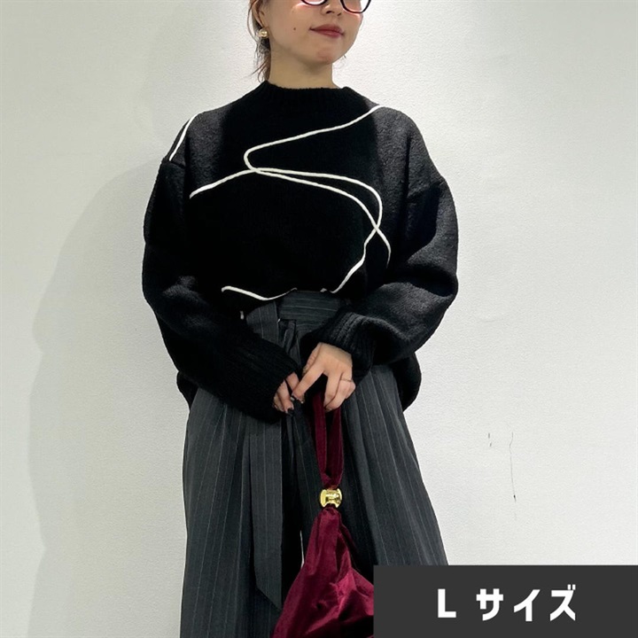 【choette】長袖リンキング柄ヤクライクニット