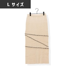 【choette】配色メローニットスカート(ivory（L）)