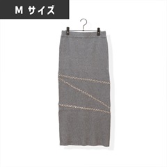 【choette】配色メローニットスカート(gray（M）)