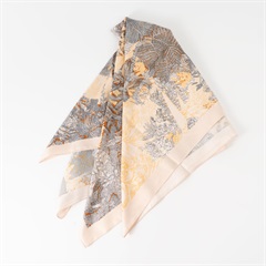 【jou jou lier】ツイルプリントスカーフ 大判(02イエロー)