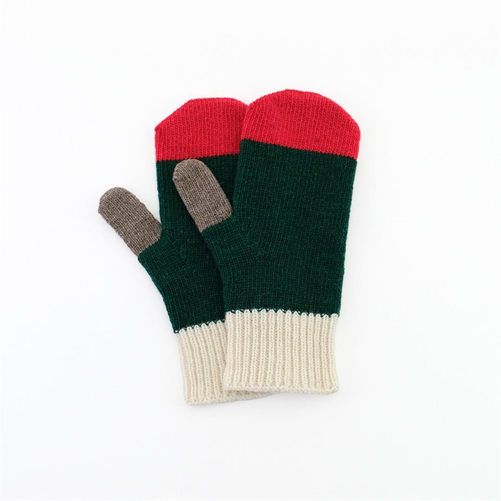 【shesay】リューズニット 遊び心のある配色使いのミトン