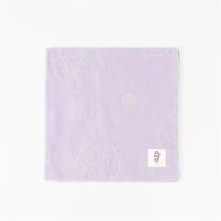 【＋HAyU】Wガーゼ刺繍ハンカチ CAT柄