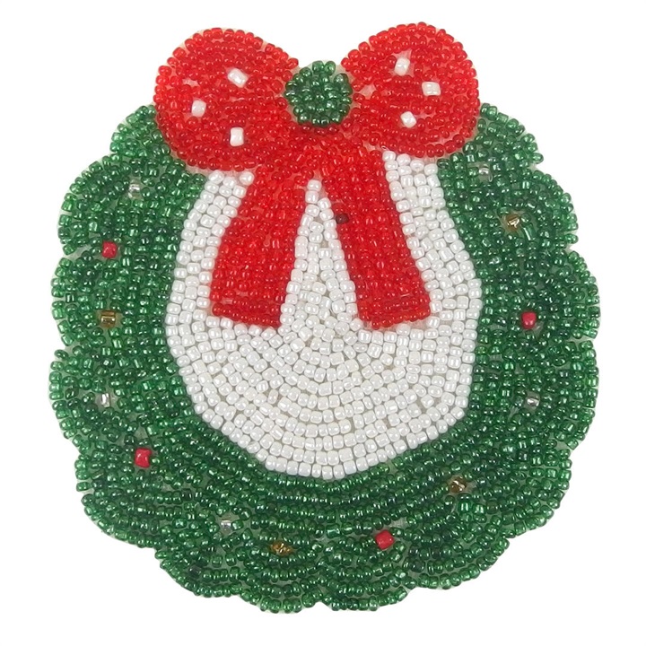 クリスマスガラスビーズコースター