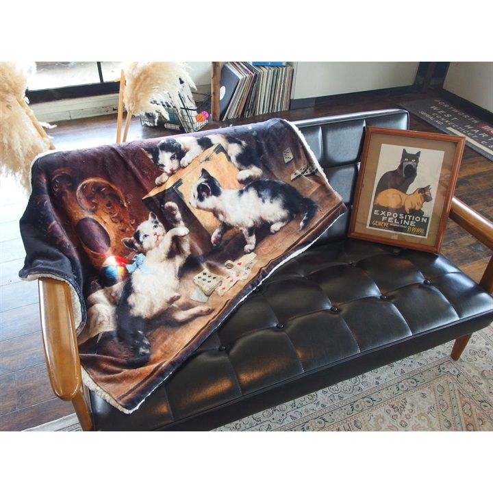 フランネルボアブランケット ヴィンテージキャット