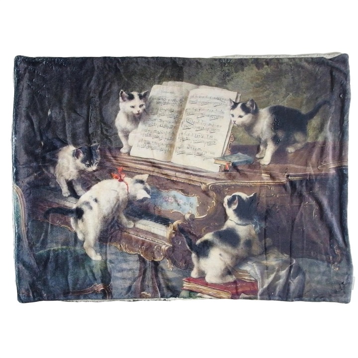 フランネルボアブランケット ヴィンテージキャット