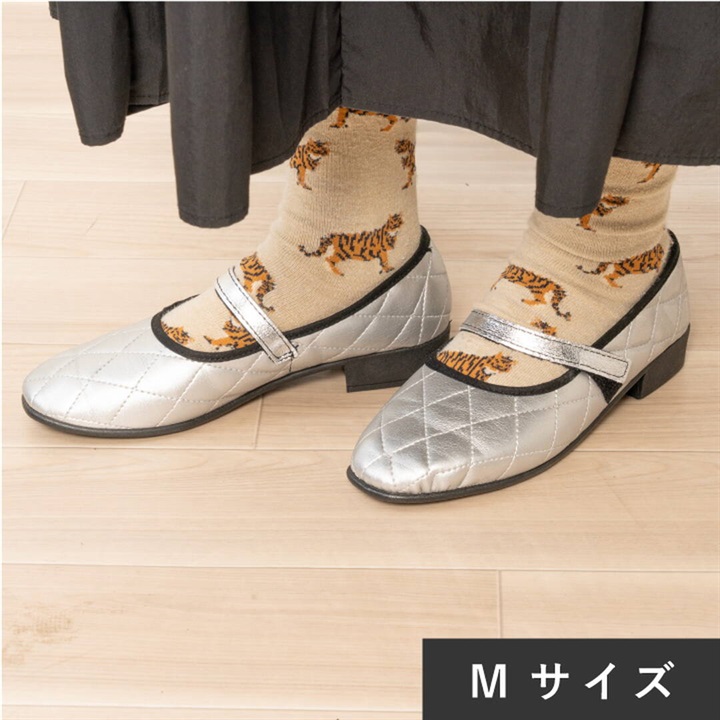 【JAVERFLEX】キルティングフラットシューズ