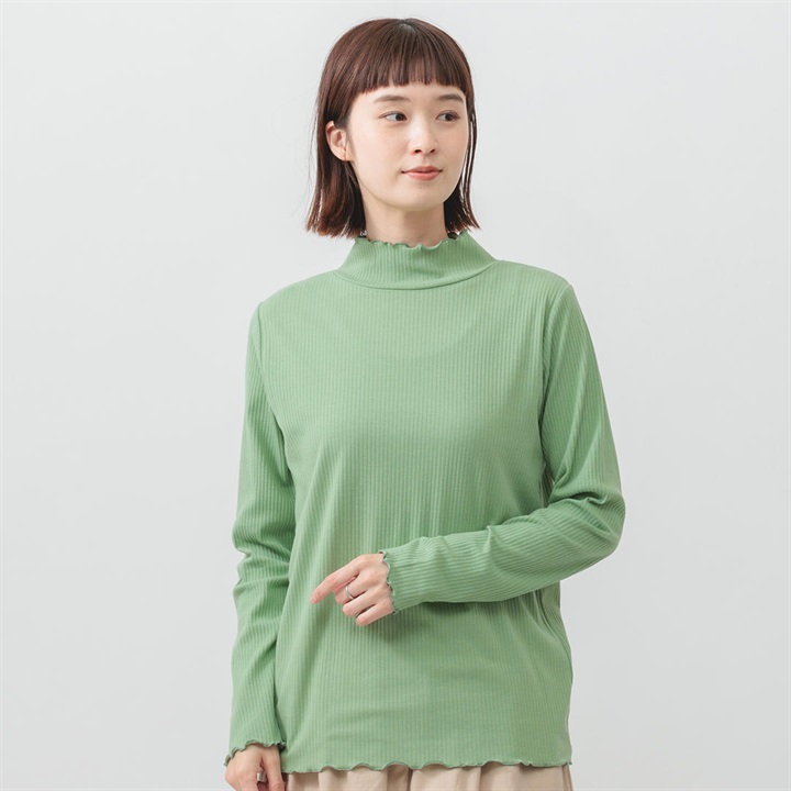 【M.M.O】メロウハイネック 長袖リブTシャツ