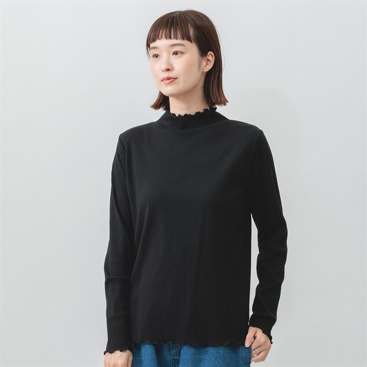 【M.M.O】メロウハイネック 長袖リブTシャツ