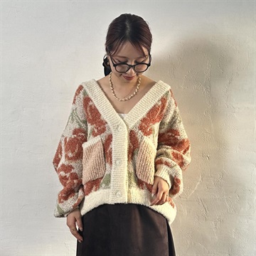 【Lupilien】ブークレジャガード 長袖コクーンニットカーディガン