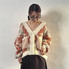 【Lupilien】ブークレジャガード 長袖コクーンニットカーディガン