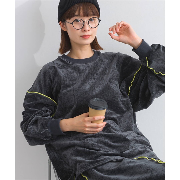 【Lupilien】スラブベロア 長袖メロウスウェット