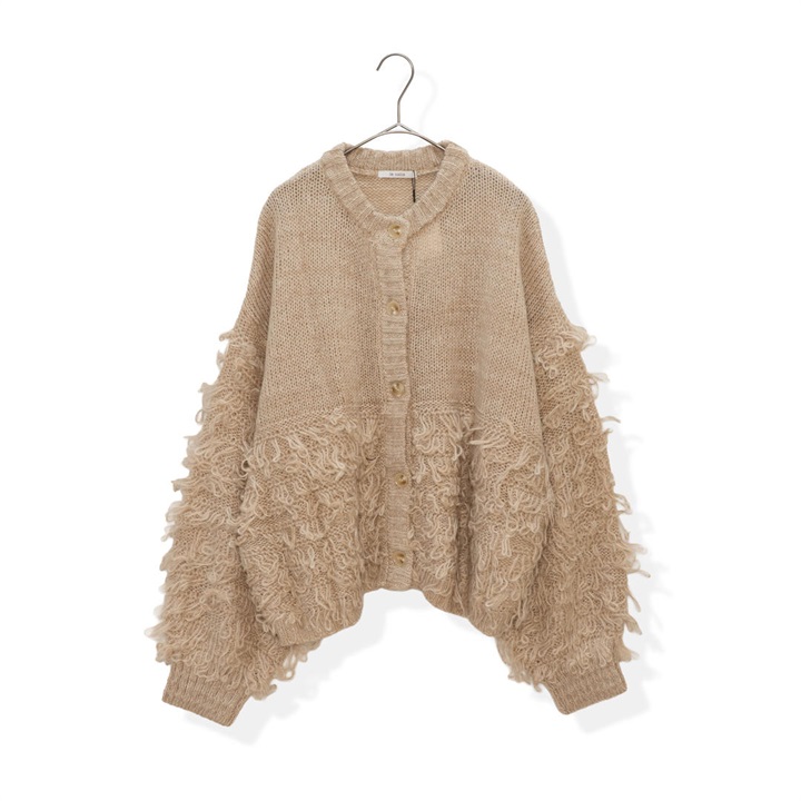 【le colis】ループ編み切替 長袖ニットカーディガン