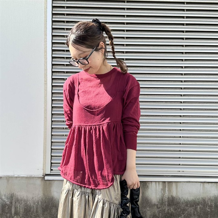 【AUG】シアーニット 長袖レイヤードアンサンブル