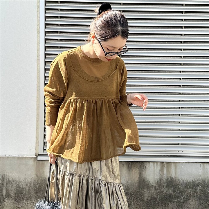 【AUG】シアーニット 長袖レイヤードアンサンブル