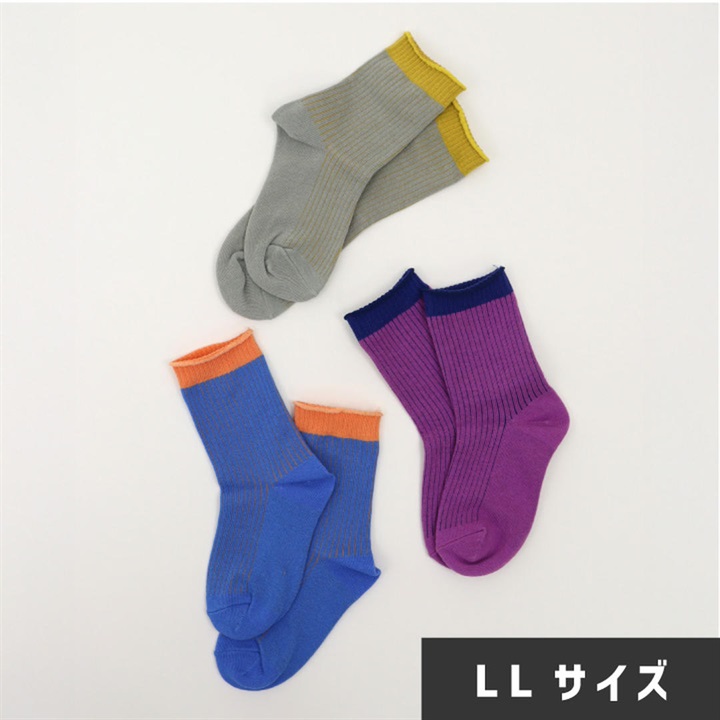 【stample】配色リブ クルーソックス3P