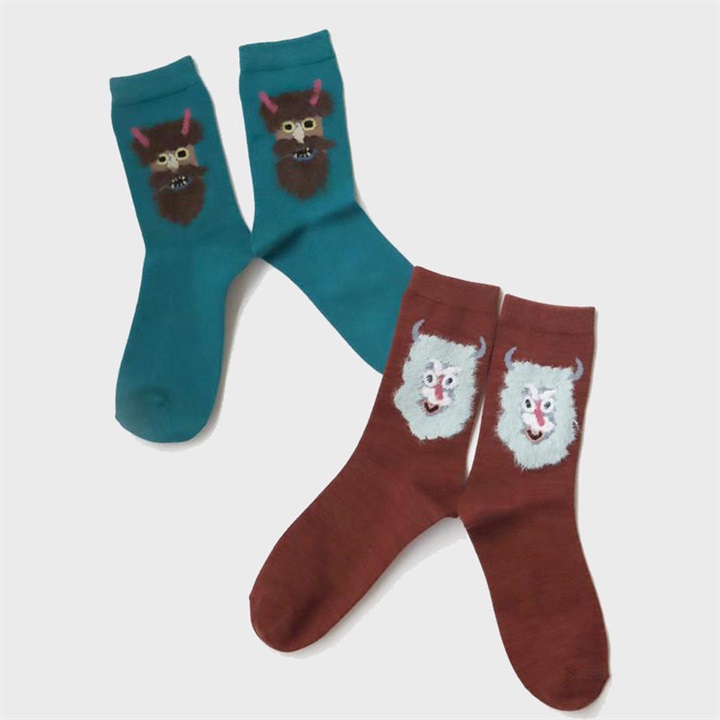 【KIVISDOU】ふさふさ仮面 クルーソックス2P