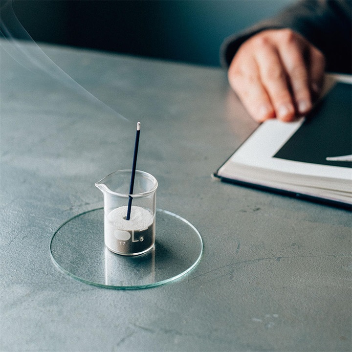 【HARIO RELAXING】ビーカーのお香立て ガラス丸板セット