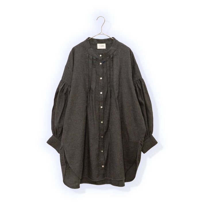 【YURK Geniet van】前開き長袖ハイネックチュニック