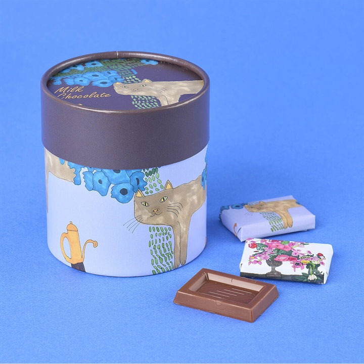 【第3世界ショップ】Artisan ARTBOX ミルクチョコ 『青い花と猫とじょうろ』