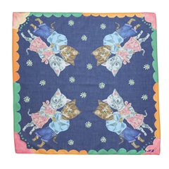 【Nathalie Lete】Handkerchief 51135(Dance cats)