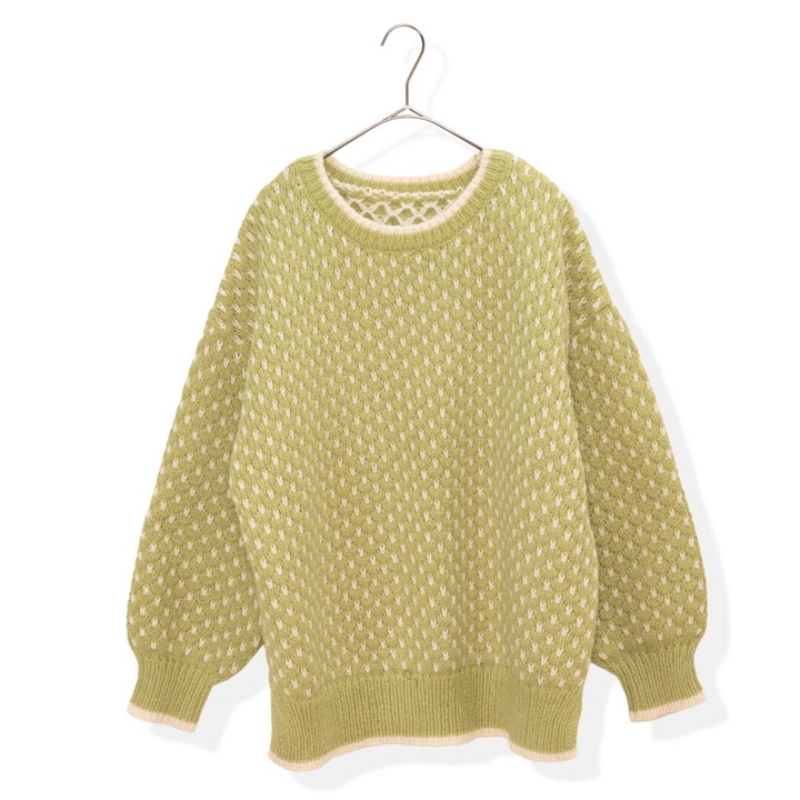 【PAGE ONE】ジャガード編み 長袖ニットプルオーバー