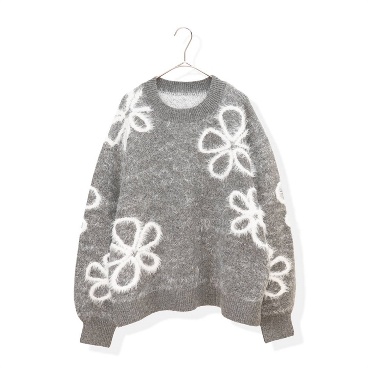 【PAGE ONE】フェザージャガード 長袖ニットプルオーバー