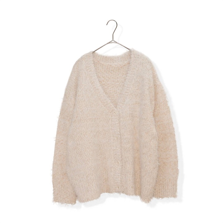 【PAGE ONE】フェザーヤーン 長袖ニットカーディガン