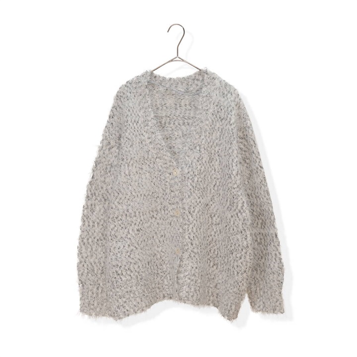 【PAGE ONE】フェザーヤーン 長袖ニットカーディガン